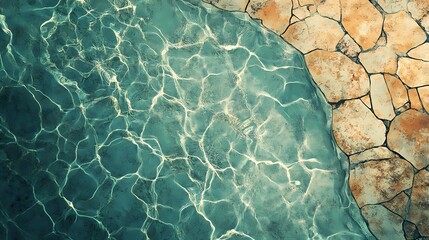 Underwater pool tile texture with moving reflections, great for luxury visuals, resort promotions, and calm aqua aesthetics.