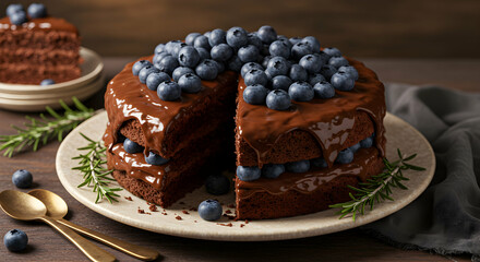 Chocolate Cake with Blueberries Recipe  Image
