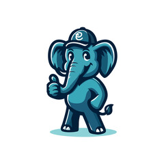 Obraz premium Funny Baby Elephant Mascot Flat Cartoon Vector for Animal Logo Zoo Character Illustration Safari Jungle Wildlife Icon Herbivore Cute Animal Art Asian Fauna Trunk Ears Friendly Character