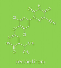 Resmetirom nonalcoholic steatohepatitis drug molecule. Skeletal formula.