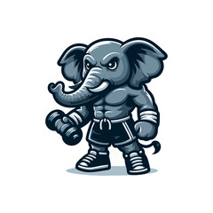 Modern Flat Cartoon Vector Elephant Mascot Character Logo Illustration Cute Baby Animal Adorable Funny Friendly Wild Jungle Safari Icon for Company Branding Entertainment Print Marketing