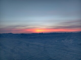 Fototapeta premium sunset in winter place