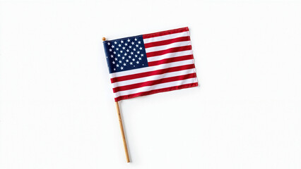 High-Resolution USA Flag on Wooden Stick for Digital and Print Projects, Perfect for Patriotic Branding and Fourth of July Promotions