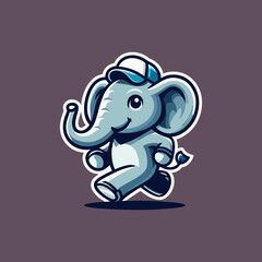 Cute Elephant Mascot Character Vector Illustration for Logo Design T Shirt Printing Animal Cartoon Baby Wildlife Jungle Safari Character Modern Digital Artwork Adorable Friendly Playful Symbol