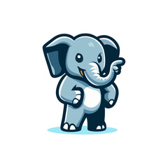 Funny Elephant Mascot Design for Company Logo Animal Cartoon Jungle Wildlife Tropical Baby Fauna Cute Character Illustration Icon Digital Art Modern Flat Creative Friendly Adorable Play Symbol