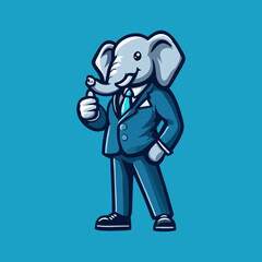 Playful Cute Elephant Mascot Illustration for Logo Design Animal Wildlife Jungle Cartoon Character T Shirt Creative Icon Adorable Baby Fauna Digital Art Friendly Funny Modern Flat Artwork Symbol