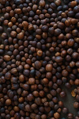 coffee cherries that have been dried before exfoliating the coffee skin.
