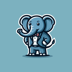 Friendly Elephant Mascot Character Vector for Animal Logo Jungle Safari Wildlife Tropical Cute Baby Illustration Adorable Digital Art Playful Cartoon Design Icon Modern Fauna Artwork Creative Symbol