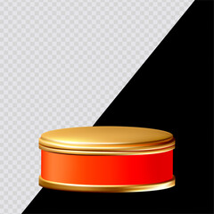 Cartoon Chinese style gold empty podium. 3D render style on transparent background. For dark and bright backgrounds.