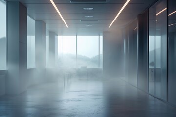 Fototapeta premium Creative Seminar Room Interior with Artistic Blur and Misty Corridor Effect