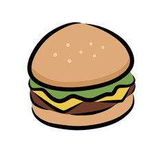 hamburger isolated on white, hamburger illustration, vector of hamburger