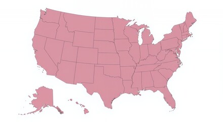 United States Map: A Simple Pink Outline