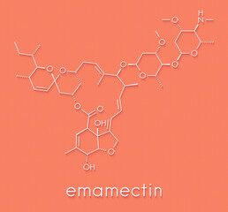 Emamectin insecticide molecule. Skeletal formula.