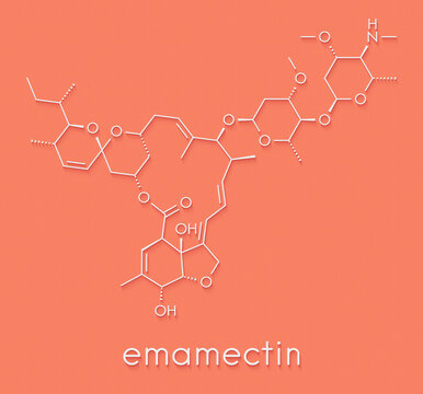 Emamectin insecticide molecule. Skeletal formula.