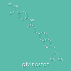 Givinostat Duchenne muscular dystrophy drug molecule. Skeletal formula.