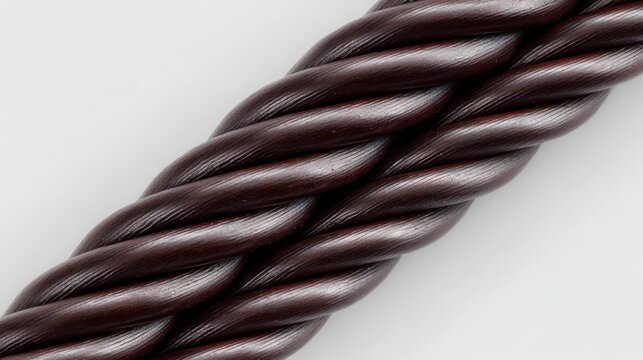 Dark Brown Twisted Rope  Close up Texture  Industrial Material  Abstract Background