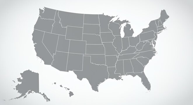 United States Map: A Detailed Gray Scale Representation of the 50 States