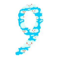 vector illustration of an abstract cloud background with numbers nine