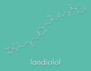 Landiolol antiarrhythmic agent drug molecule. Skeletal formula.