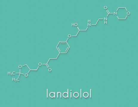 Landiolol antiarrhythmic agent drug molecule. Skeletal formula.