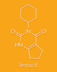 Lenacil herbicide molecule. Skeletal formula.