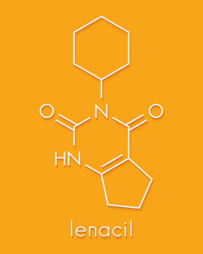 Lenacil herbicide molecule. Skeletal formula.