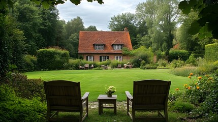 Tranquil escape to a countryside cottage inviting us to daydream on a lazy summer afternoon with lush greenery and