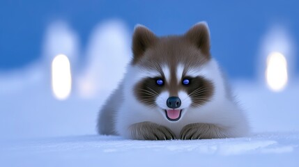 Adorable Raccoon in Winter Wonderland  Snow  Forest  Cute Animal