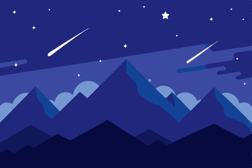 flat illustration of night sky above a mountan.svg