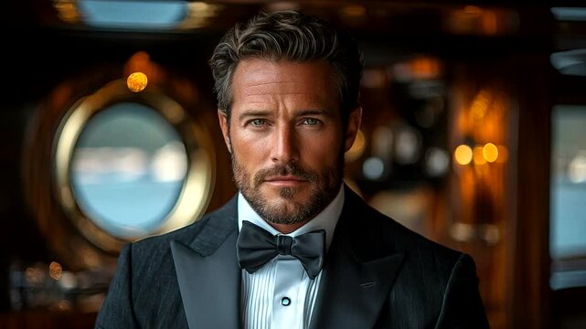 Man in black tuxedo