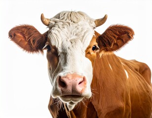 brown cow with white background