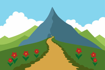 hand painted mountain footpath bordered by 