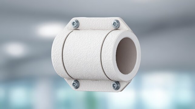 Industrial Pipe Support System  Close up of White Multi Layer Clamp