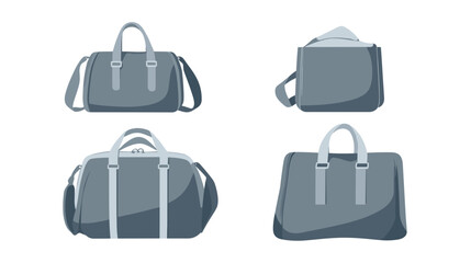 Collection of Stylish Grey Bags Including Handbags, Backpacks, and Satchels on a White Background