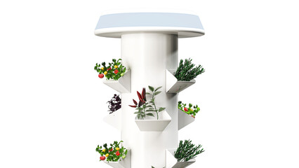 Vertical Hydroponic Column System for Indoor or Urban Farming, Isolated