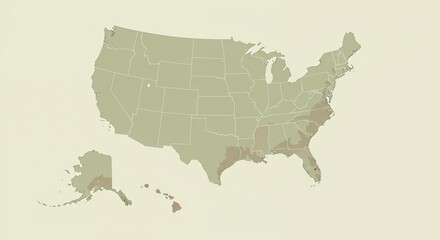 Fototapeta premium United States Map: States & Territories