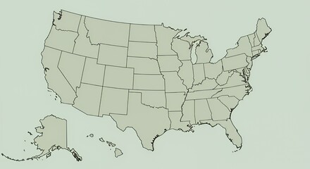 Obraz premium United States Map: A Simple Outline of All 50 States