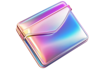 A stylish, modern 3D wallet icon with a holographic finish, isolated on white background. Ideal for digital finance, wallet apps, payment systems, and lifestyle concepts