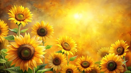 Obraz premium Radiant Sunflowers in a Golden Haze A Summer Floral Dreamscape
