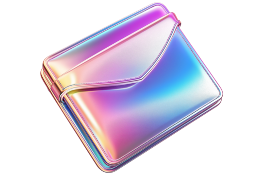 A stylish, modern 3D wallet icon with a holographic finish, isolated on white background. Ideal for digital finance, wallet apps, payment systems, and lifestyle concepts