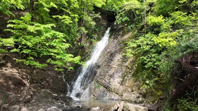 A view from the Yeddi Gozel Waterfall in Gabala, Azerbaijan