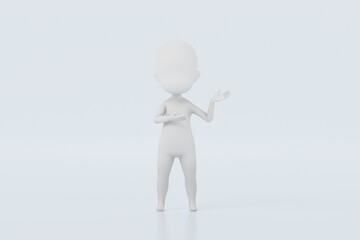 3d a people are explaining something icon symbol. Minimal cartoon white sticky man explaining to another people isolated on white background. pointing at something, questioning expression. 3d render.