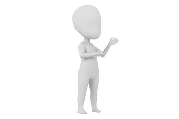 3d a people are explaining something icon symbol. Minimal cartoon white sticky man explaining to another people isolated on white background. pointing at something, questioning expression. 3d render.