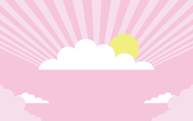 pink background with cloud and sunburts on it