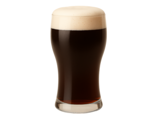 Dark beer in a glass isolated on a transparent background