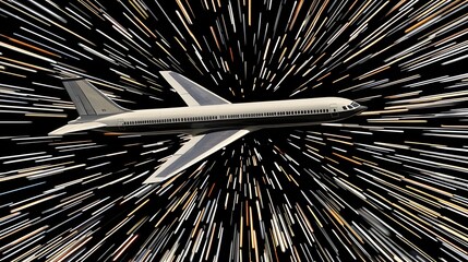 Obraz premium Airplane in Motion Through a Dynamic Sky with a Sense of Speed and Adventure