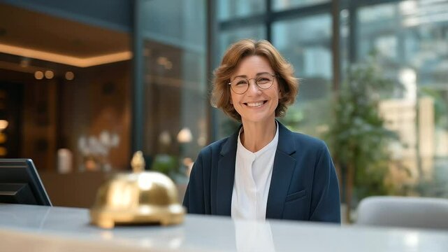Concierge Addressing Complaint in Modern Glass Lobby