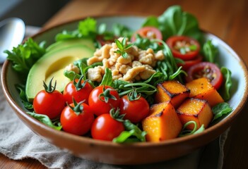vibrant plant based meal bowl arrangements colorful healthy ingredients fresh vegetables eye catching presentation nutrient dense fuel vegetarian cuisine, dish