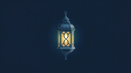 Elegant Ramadan Lantern Glowing Brightly Against a Dark Background Perfect for Festive Greetings and Celebrations
