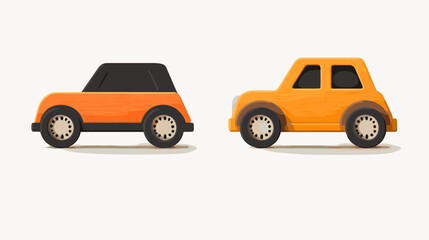Fototapeta premium Animated Illustration of Two Playful Cartoon Cars in Orange and Black Colors on a Light Background